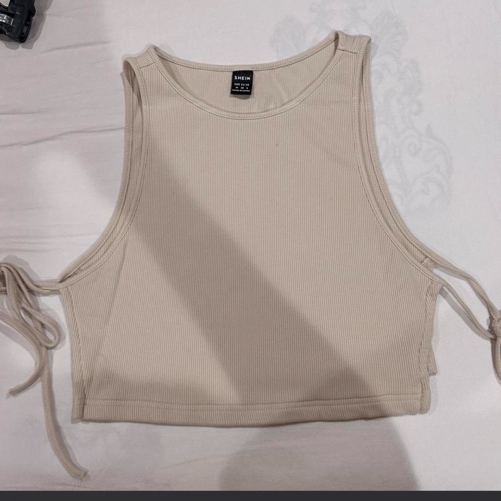 Cream tie back crop top size medium